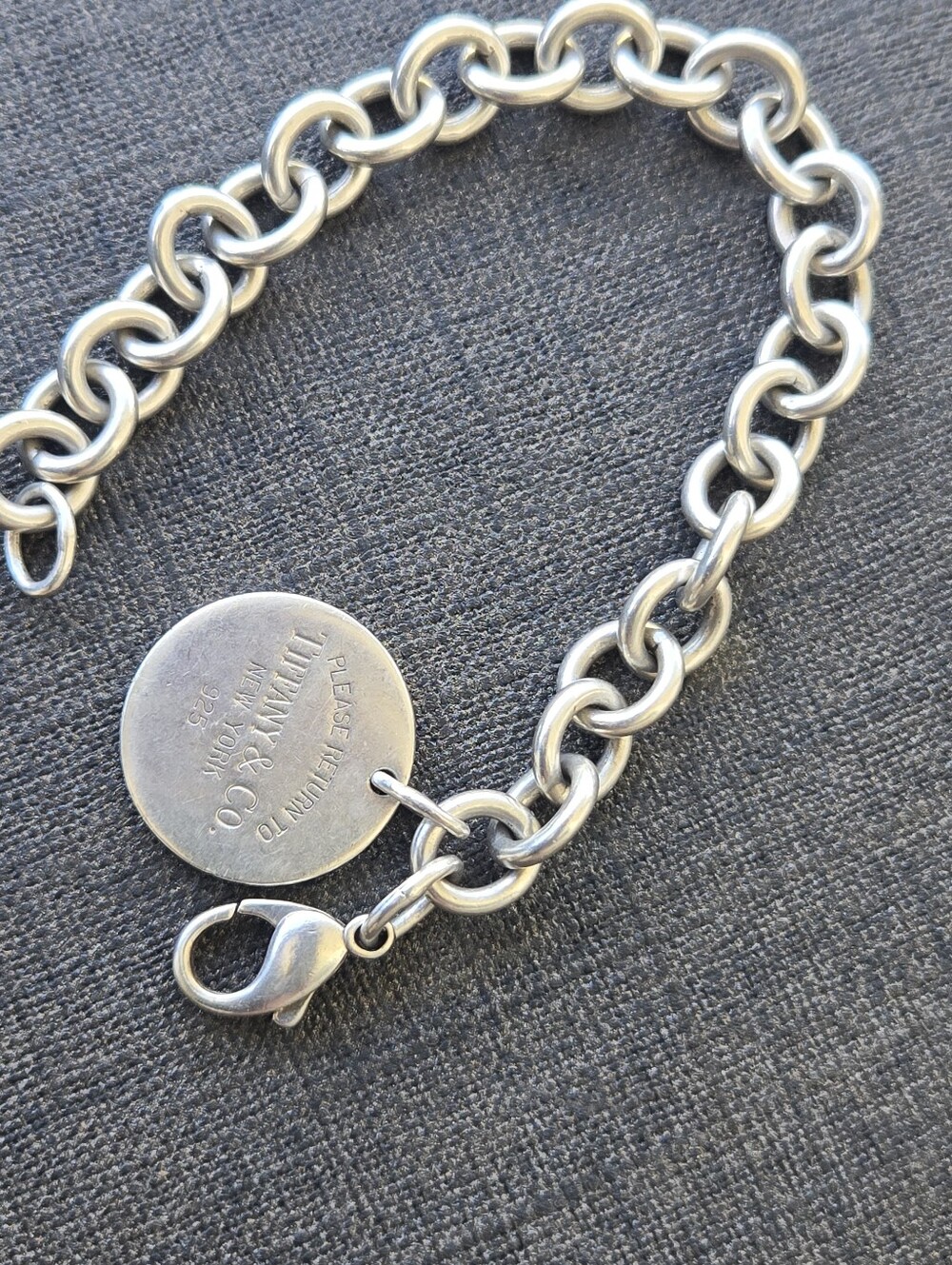 Tiffany & Co. Sterling Silver Round Tag Link Bracelet